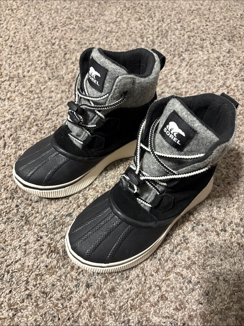 Sorel Kids Black and Gray Waterproof Winter Boots